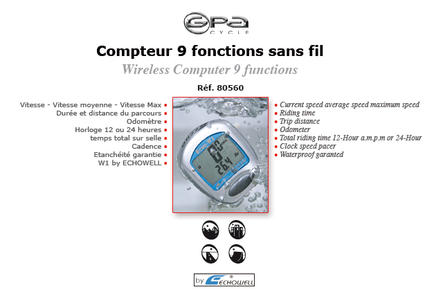 Gpa Cycle Compteur Fonctions Sans Fil